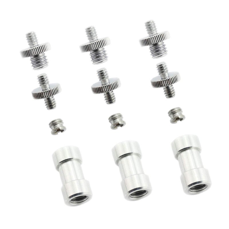 Maxmoral 3 Sets 1/4 Inch to 3/8 Inch Threaded Screw Mount Adapter Set for Camera Tripod Monopod DSLR Camera Flash Trigger - Female to Female Adapter, Male to Male Screw, Reducer Bushing Screw - Image 1
